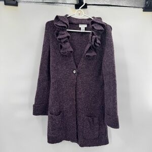 Soft surroundings Purple Ruffled Women's cardigan duster sweater size S